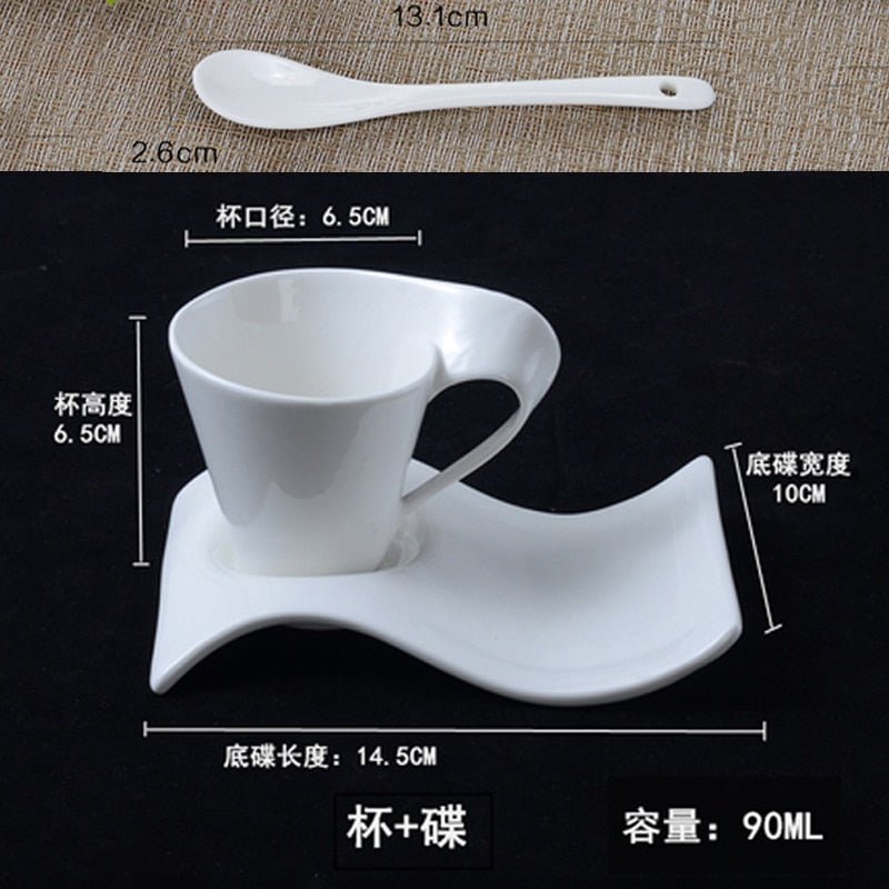 European Style Coffee Cup 90ML Espresso Coffee Cup Ceramic Set Mug Creative Couple Breakfast Cup Milk Cup Home Decoration - DunbiBeauty, LLC