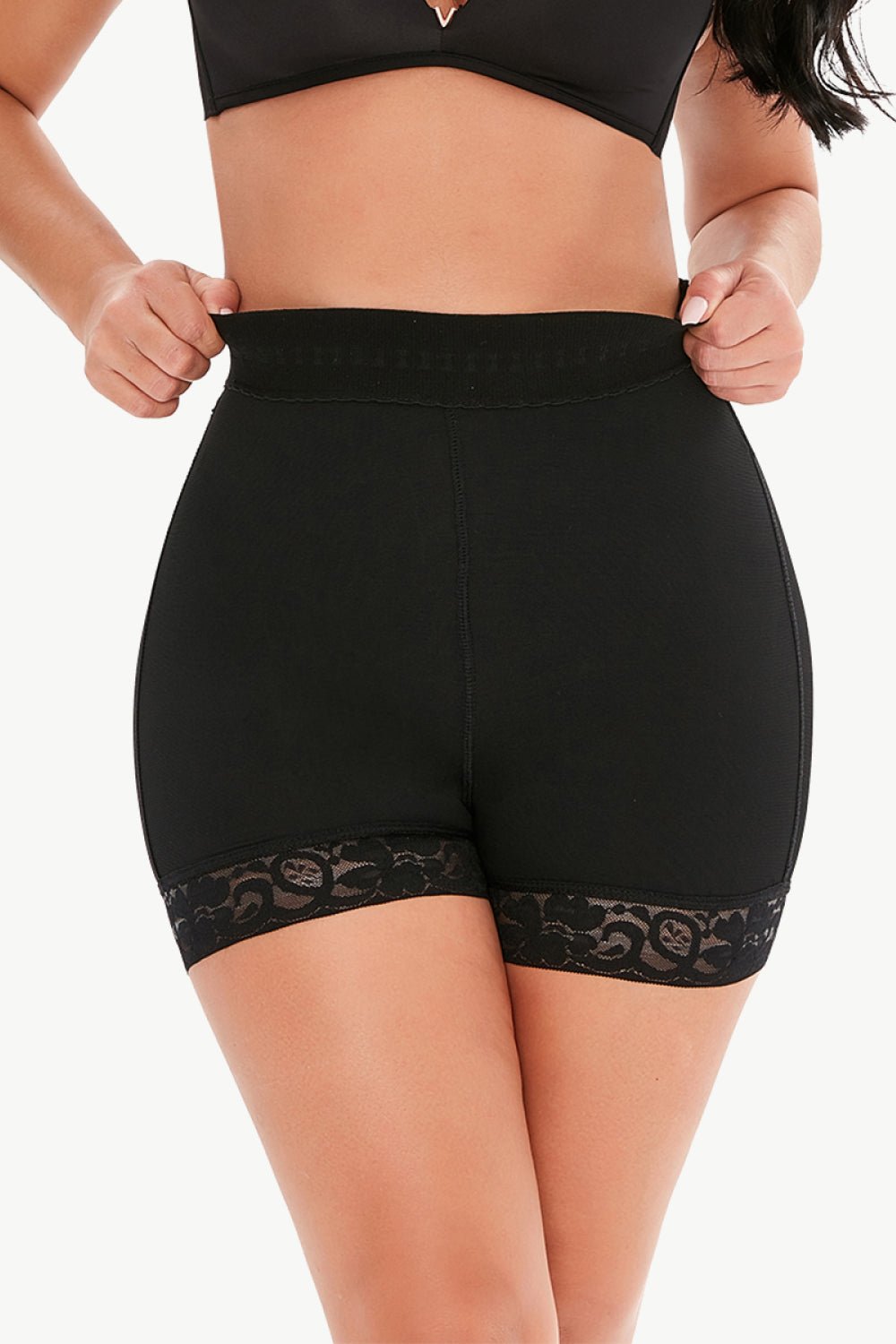 Full Size Pull-On Lace Trim Shaping Shorts - DunbiBeauty, LLC