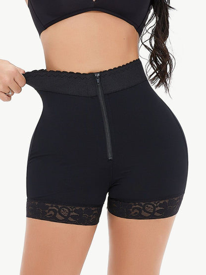 Full Size Zip-Up Lace Trim Shaping Shorts - DunbiBeauty, LLC