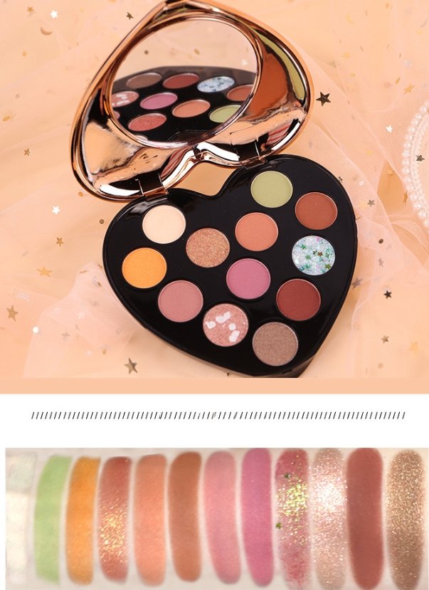 Heart-Shaped 12 Color Eyeshadow Palette - DunbiBeauty, LLC