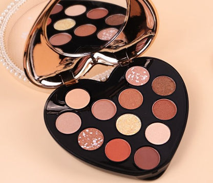 Heart-Shaped 12 Color Eyeshadow Palette - DunbiBeauty, LLC
