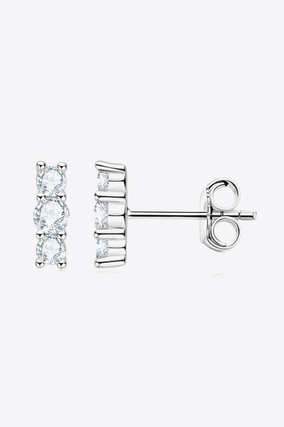 Heartbeat Rhythm 925 Sterling Silver Moissanite Stud Earrings - DunbiBeauty, LLC