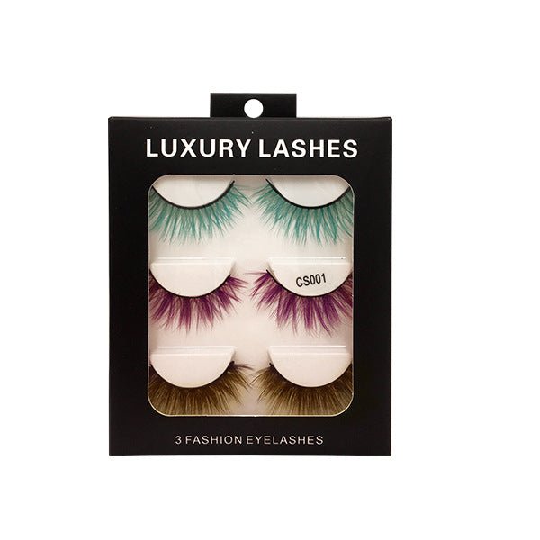 High-grade Color False Eyelashes Three-dimensional Thick Thickened Eyelash Cross Natural - DunbiBeauty, LLC
