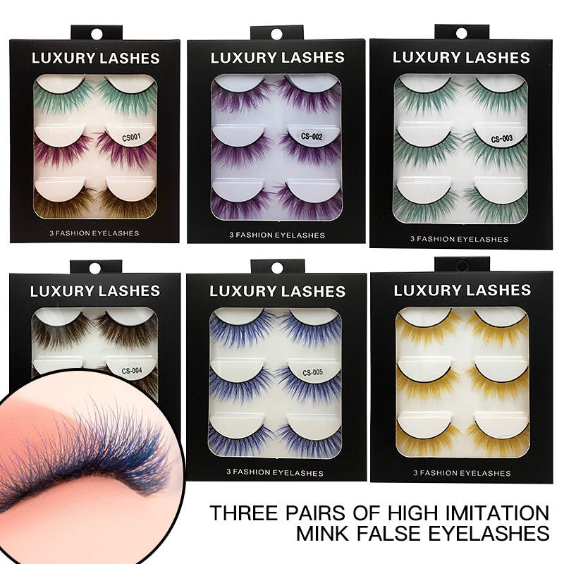 High-grade Color False Eyelashes Three-dimensional Thick Thickened Eyelash Cross Natural - DunbiBeauty, LLC