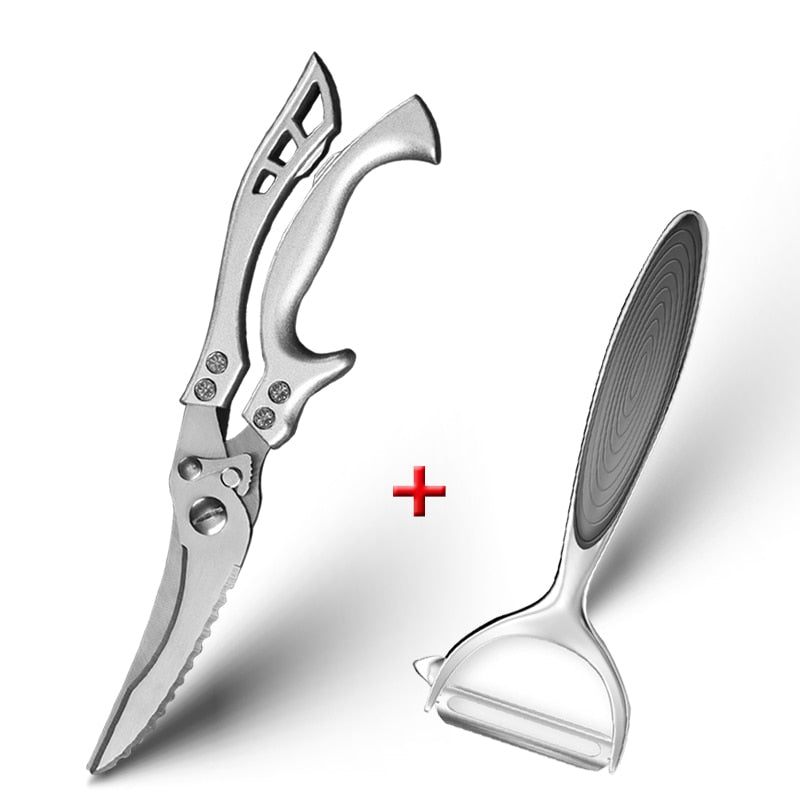 Kitchen Scissors Chicken Bone Kitchen Shears,Duck Fish Cutter 4Cr Stainless Steel Fish Scissors Scale Clean Cook Scissors Knife - DunbiBeauty, LLC
