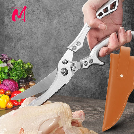Kitchen Scissors Chicken Bone Kitchen Shears,Duck Fish Cutter 4Cr Stainless Steel Fish Scissors Scale Clean Cook Scissors Knife - DunbiBeauty, LLC