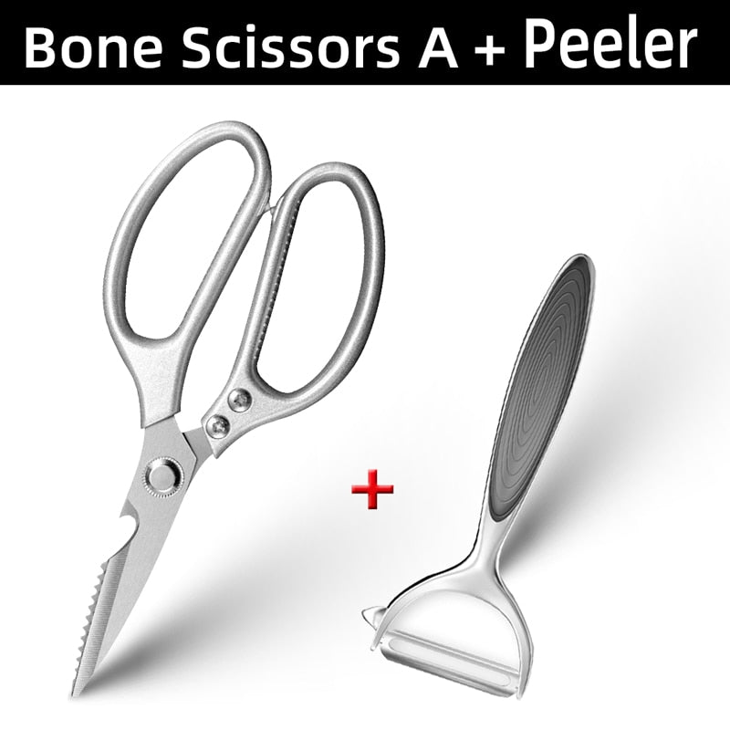 Kitchen Scissors Chicken Bone Kitchen Shears,Duck Fish Cutter 4Cr Stainless Steel Fish Scissors Scale Clean Cook Scissors Knife - DunbiBeauty, LLC