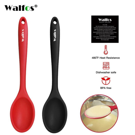 Large Food Grade Silicone Long-handled Soup Spoon Solid Color Kitchen Silicone Spoon Flatware Utensils Accessories - DunbiBeauty, LLC