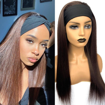 Long Straight Hair Gradient Color Chemical Fiber Headscarf Wig Headgear - DunbiBeauty, LLC